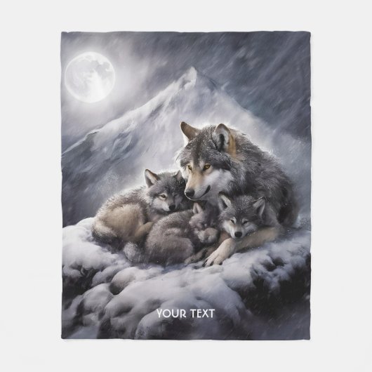 Couverture Polaire Imaginaire Cute Wolf Famille Hiver (Devant)