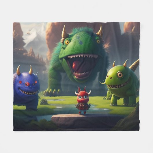 Couverture Polaire imaginaire d'art 3D Monde Monde amusant de mignons (Devant (Horizontal))