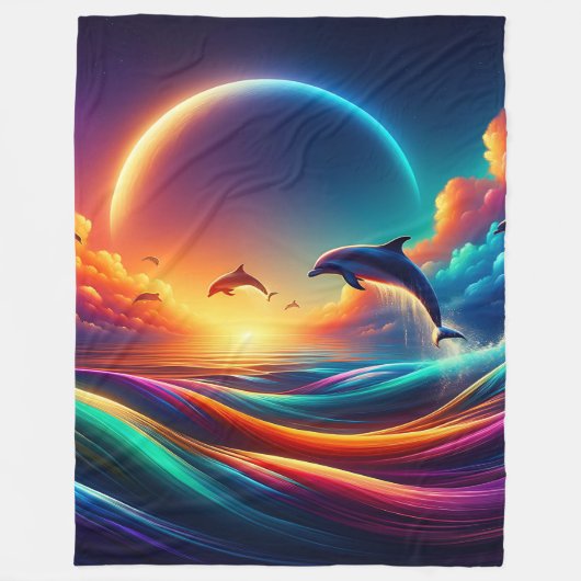 Couverture Polaire "Imaginaire Dolphin Vibrant - Art Océan Surreal" (Devant)