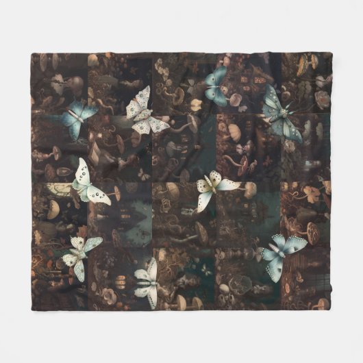 Couverture Polaire Imaginaire fantasque gothique fée moth patchwork (Devant (Horizontal))