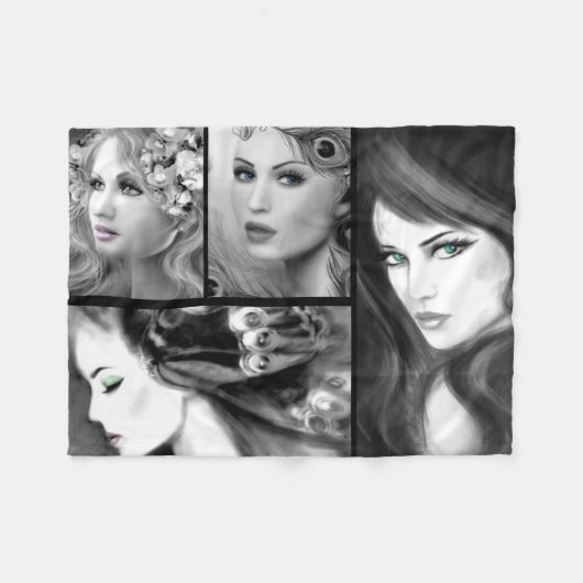 Couverture Polaire Imaginaire féminin collage (Devant (Horizontal))