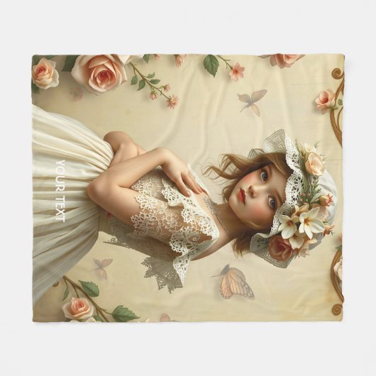 Couverture Polaire Imaginaire Fleurs Victoriennes mignonnes (Devant (Horizontal))