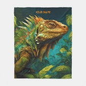 Couverture Polaire Imaginaire Fleurs Vivides Majestic Iguana (Devant)