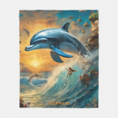 Couverture Polaire Imaginaire Fleurs Vivides Mignonnes Jumping Dauphi (Devant)