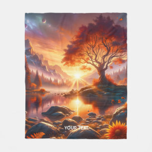 Couverture Polaire Imaginaire joli Arbre orange couché de soleil