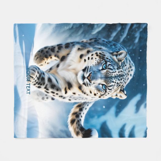 Couverture Polaire Imaginaire mignon léopard de neige en course (Devant (Horizontal))
