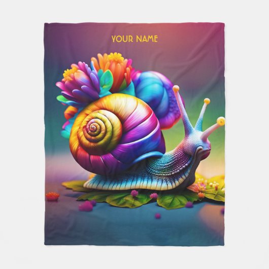 Couverture Polaire Imaginaire Petit Escargot Aux Fleurs (Devant)