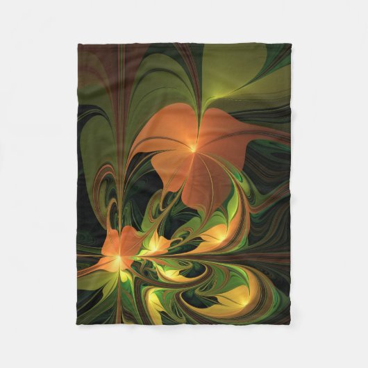 Couverture Polaire Imaginaire Plante Abstrait rouille verte Brown fra (Devant)
