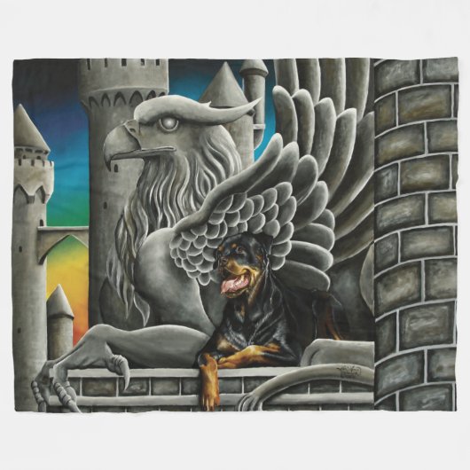 Couverture Polaire Imaginaire Rottweiler Chien Gargoyle (Devant (Horizontal))