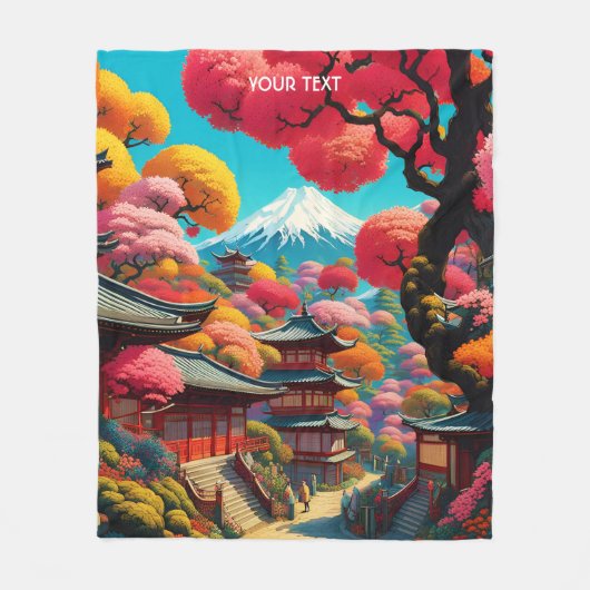 Couverture Polaire Imaginaire Un Paysage Japonais Vibrant (Devant)