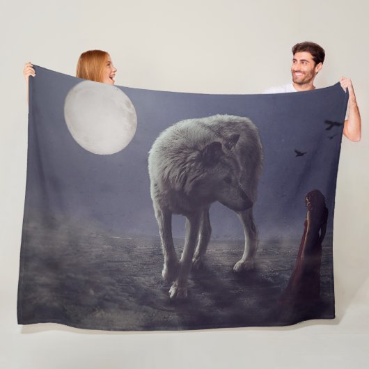 Couverture Polaire Imaginaire WOLF MOON (En situation)
