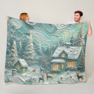 Couverture Polaire Impasto Noël Motif Vacances Whimy Green