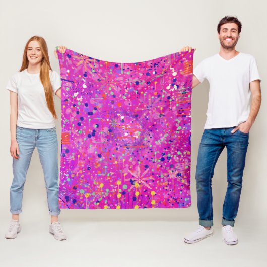 Couverture Polaire Impression abstraite Jubilé Magenta (En situation)