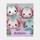 Couverture Polaire Impression Axolotale quatre mignons (Devant)