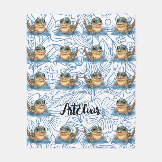 Couverture Polaire Impression bleue de Mudskipper Kawaii (Devant)