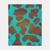 Couverture Polaire Impression Brown et Turquoise de vache (Devant)