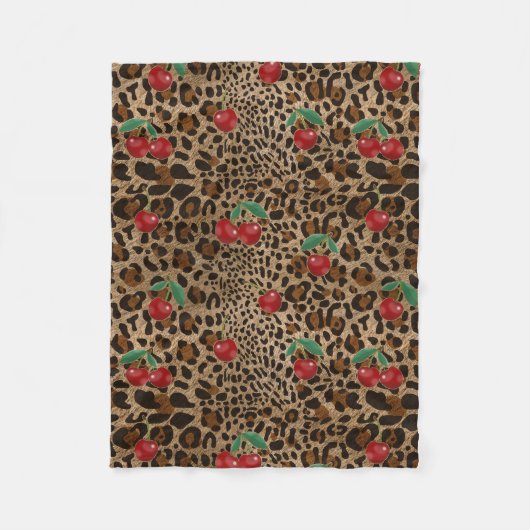 Couverture Polaire Impression d'animal Léopard Guépard Motif Cerise R (Devant)