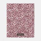 Couverture Polaire Impression d'animal léopard rose avec faux feuille (Devant)