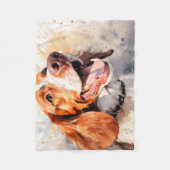 Couverture Polaire Impression d'art de chien à l'aquarelle joyeuse (Devant)