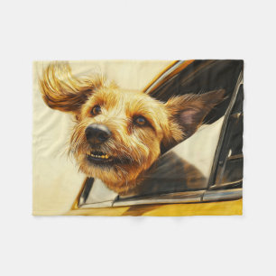 Couverture Polaire Impression d'art de chien joueur profitant d'une b