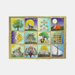 Couverture Polaire Impression d'art Judaica 12 Tribus d'Israël