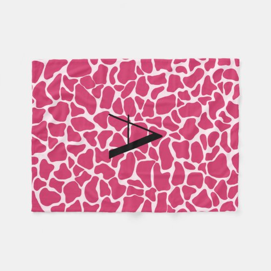 Couverture Polaire Impression de girafe rose monogramme (Devant (Horizontal))