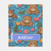 Couverture Polaire Impression de nage d'ours (Devant)