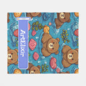 Couverture Polaire Impression de nage d'ours (Devant (Horizontal))