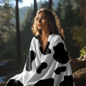 Couverture Polaire Impression de vache noire et blanche