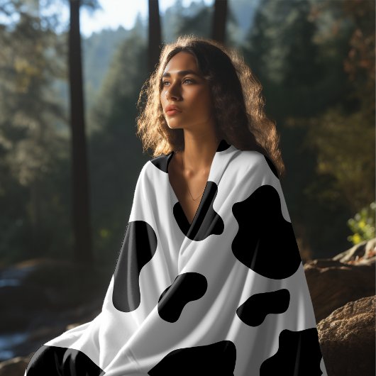 Couverture Polaire Impression de vache noire et blanche