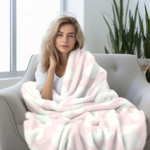 Couverture Polaire Impression de vache rose