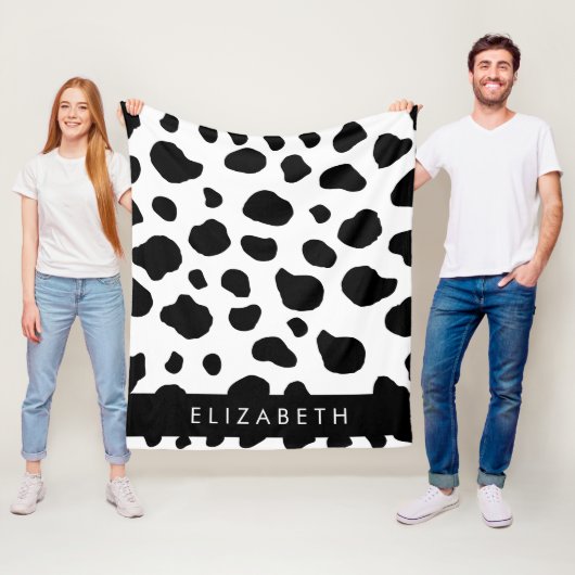 Couverture Polaire Impression De Vache, Spots De Vache, Noir Et Blanc (En situation)