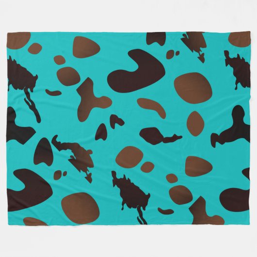 Couverture Polaire Impression de vache turquoise (Devant (Horizontal))