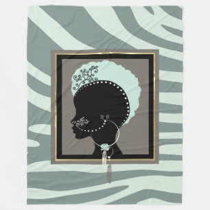 Couverture Polaire Impression de zèbre vert et noir afro punk
