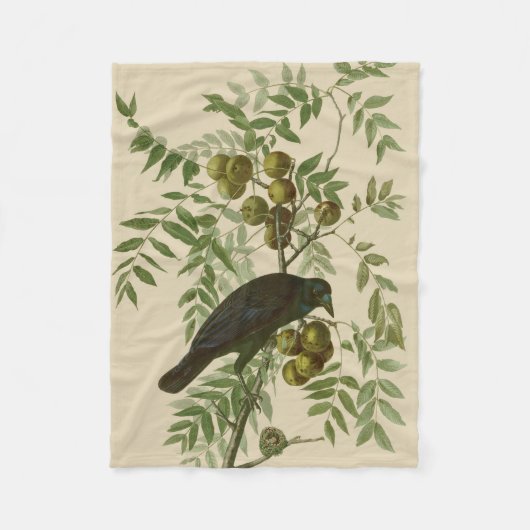 Couverture Polaire Impression d'oiseau Grackle violet d'Audubon Botan (Devant)