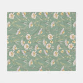 Couverture Polaire Impression du pays du chalet de prairie sur vert (Devant (Horizontal))