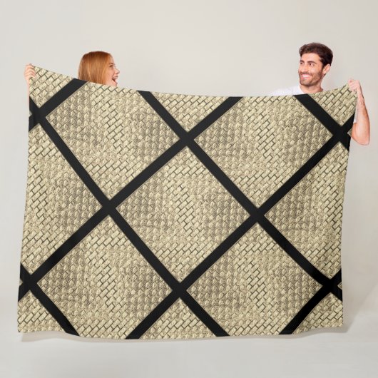 Couverture Polaire Impression d'un design rustique de brique beige (En situation)