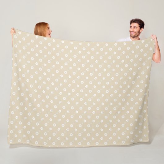 Couverture Polaire Impression florale blanche sur tan (En situation)