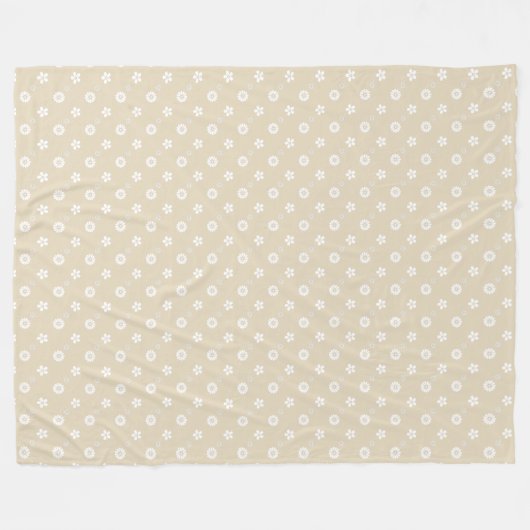 Couverture Polaire Impression florale blanche sur tan (Devant (Horizontal))