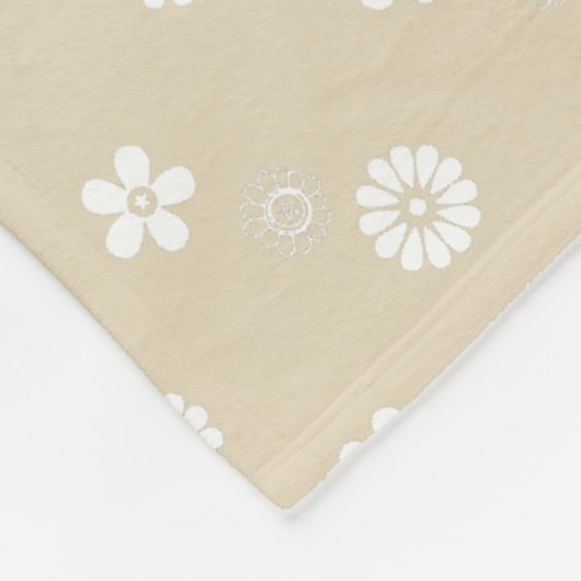 Couverture Polaire Impression florale blanche sur tan (Coin)
