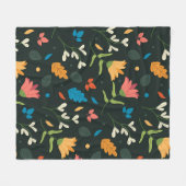 Couverture Polaire Impression florale botanique noire (Devant (Horizontal))