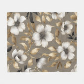 Couverture Polaire Impression florale classique marron et or (Devant (Horizontal))