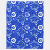 Couverture Polaire Impression florale moderne bleu électrique (Devant)