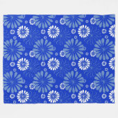 Couverture Polaire Impression florale moderne bleu électrique (Devant (Horizontal))