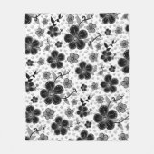 Couverture Polaire Impression florale noire et blanche (Devant)