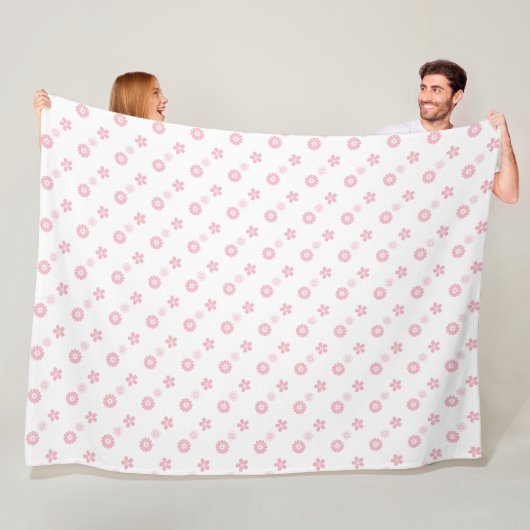 Couverture Polaire Impression florale rose sur blanc (En situation)