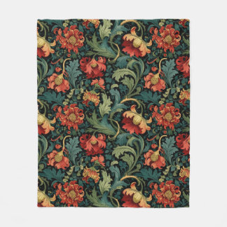 Couverture Polaire Impression florale rouge William Morris