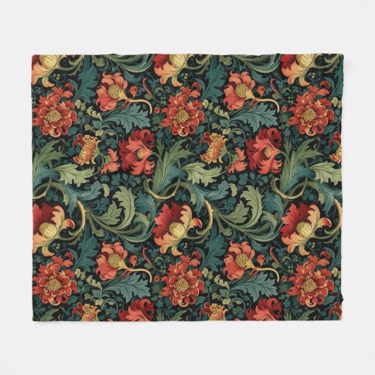 Couverture Polaire Impression florale rouge William Morris (Devant (Horizontal))