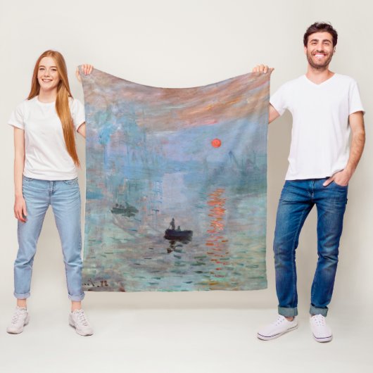 Couverture Polaire Impression, lever du soleil, Claude Monet (En situation)