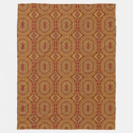 Couverture Polaire Impression Mandala or en rouge (Devant)